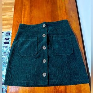 Green Corduroy Mini Skirt